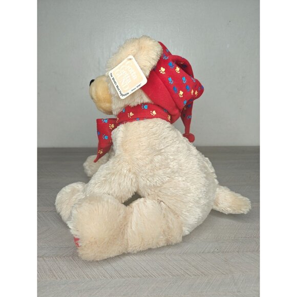 Gund Sleepy Time Puppy Plush 14" Red Paw Print Hat Scarf Cuddly Bedtime Buddy - Picture 8 of 10